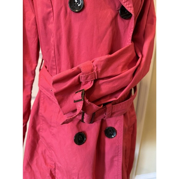 Gap Womens Trench Coat Double Breasted Belted Hot Pink Size M Spring Jacket - Picture 7 of 15